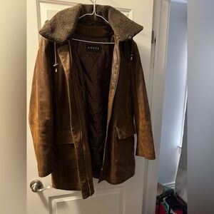 Cruze Brown Leather Jacket with Shearling Collar